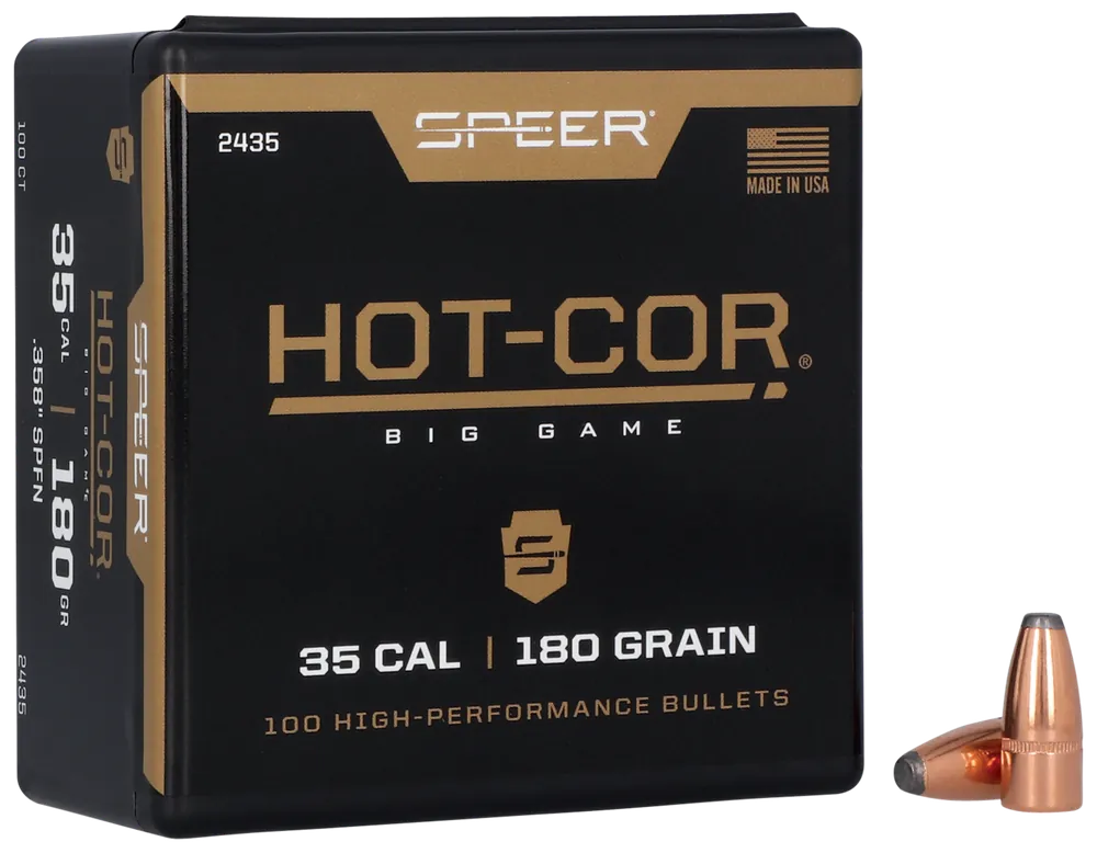 Speer 2435 Hot-Cor 35 Caliber 180 Grain Spitzer Soft Point - 100/Box, 5/Case