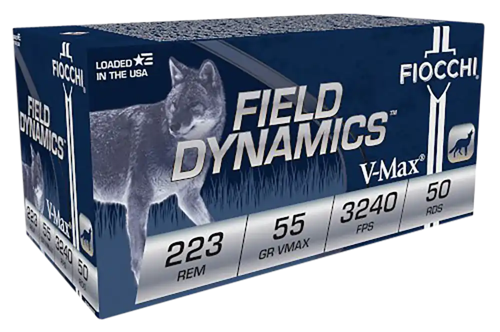 Fiocchi Field Dynamics .223 Rem 55gr V-Max Ammo - 50 Rounds/Box, 20 Boxes/Case