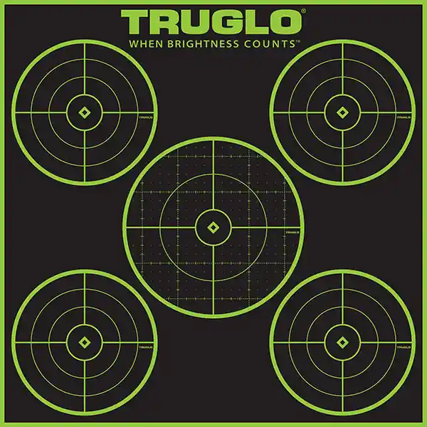 TruGlo TG11A12 Tru-See 5-Bull Target Pack - 12"x12" Self-Adhesive, 12 Pack