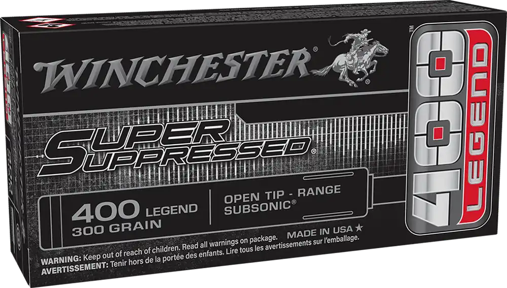 Winchester SUP400 Super Suppressed 400 Legend 300gr Open Tip Ammo - 20 Rounds per Box