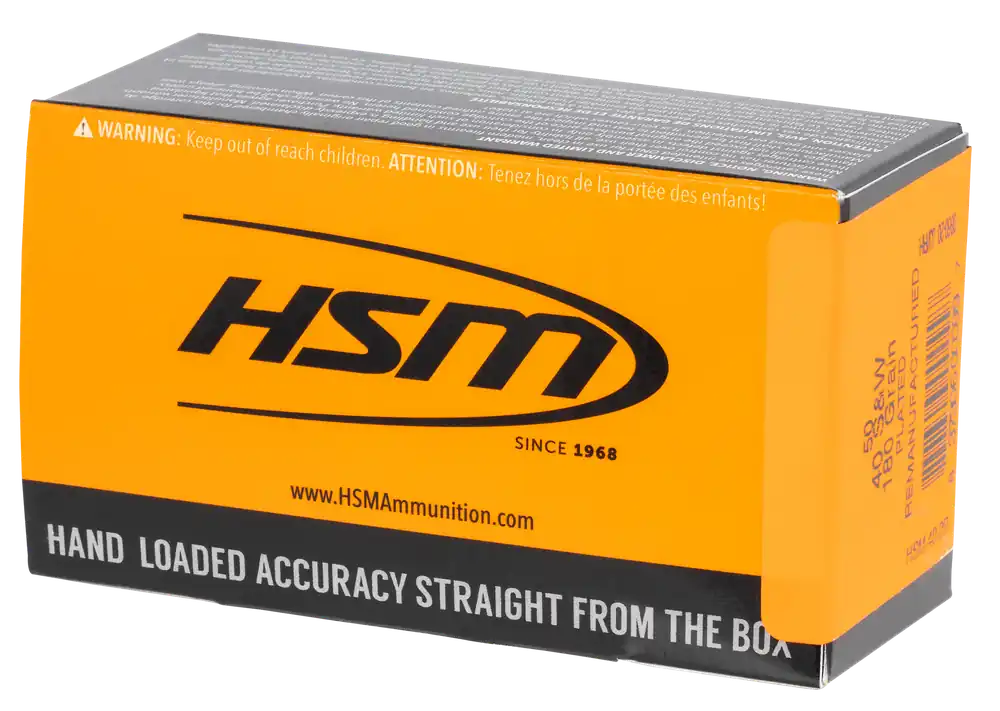 HSM 402R Training Ammo: Remanufactured 40 S&W 180 gr RNFP, 50/Box, 20/Case