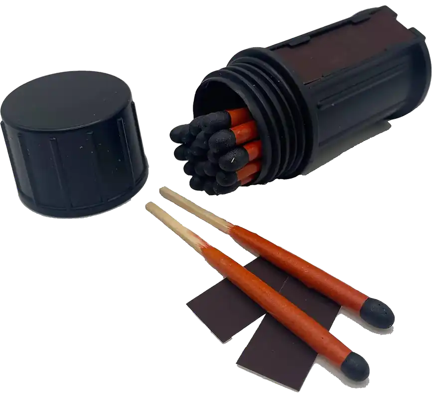 Black Beard Fire Starters Stormproof Matches - 3" Long, 20 Pack, Black/Red
