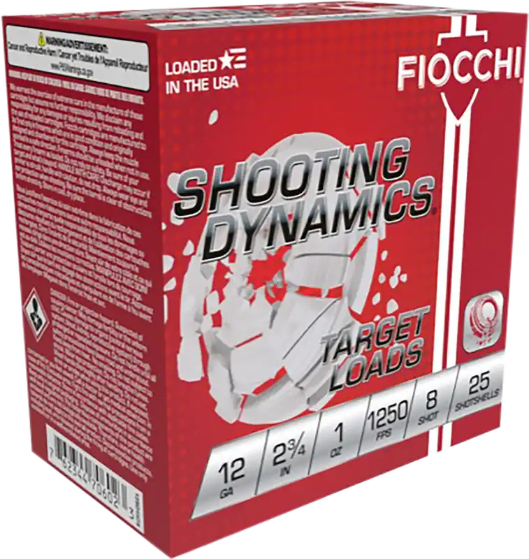 Fiocchi Shooting Dynamics 12 Gauge 1oz 8 Shot Ammunition - 25 Rounds per Box