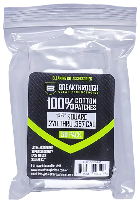 Breakthrough Clean BTCPS13450 1.75" Square Patches for 270/357 Cal - 50 Pack