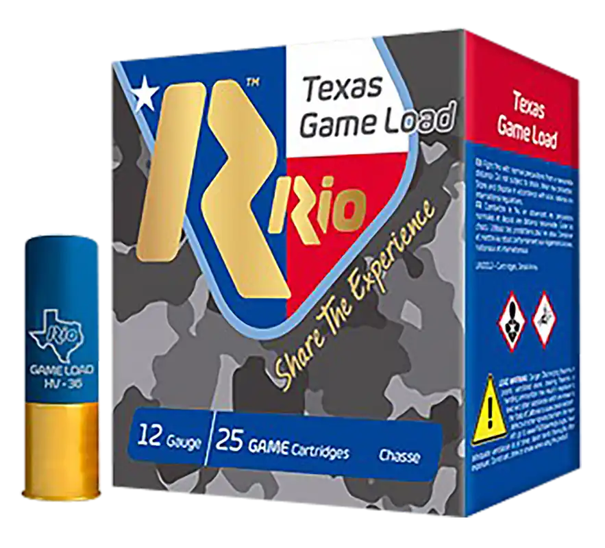 Rio Ammunition Texas Game Load High Velocity 12 Gauge 8 Shot 25/Box