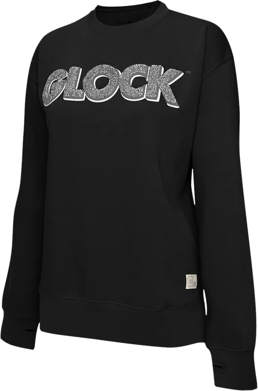 Glock AP96256 Black Raglan Fleece Crewneck - Medium Long Sleeve Cotton/Polyester