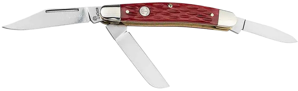 Boker 110855 Stockman Medium Knife with D2 Steel Blades and Red Jigged Bone Handle