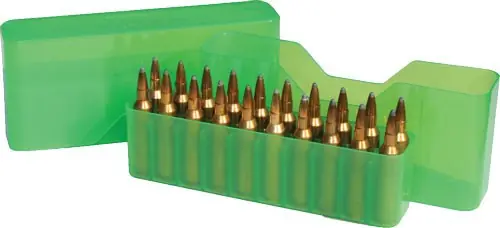 MTM Ammo Box Large Rifle 20 Rounds Slip Top Clear Green