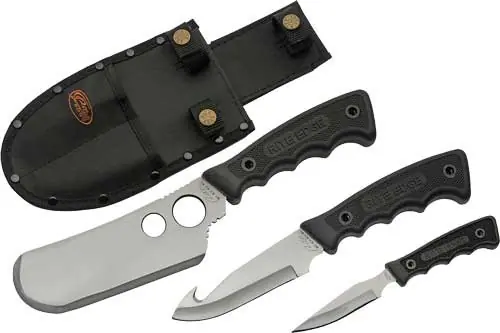 3-Piece Skinning Set with Black Rubber Handle and Sheath by SZCO Rite Edge