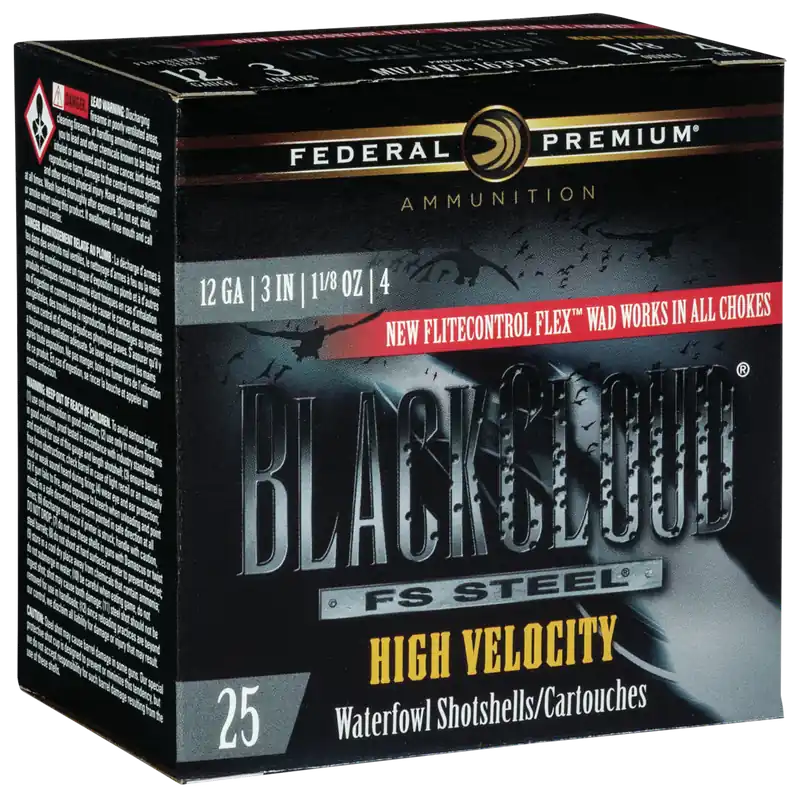 Federal Black Cloud FS High Velocity 12 Gauge 3" 1 1/8oz #4 Shot 25/Box 10/Case