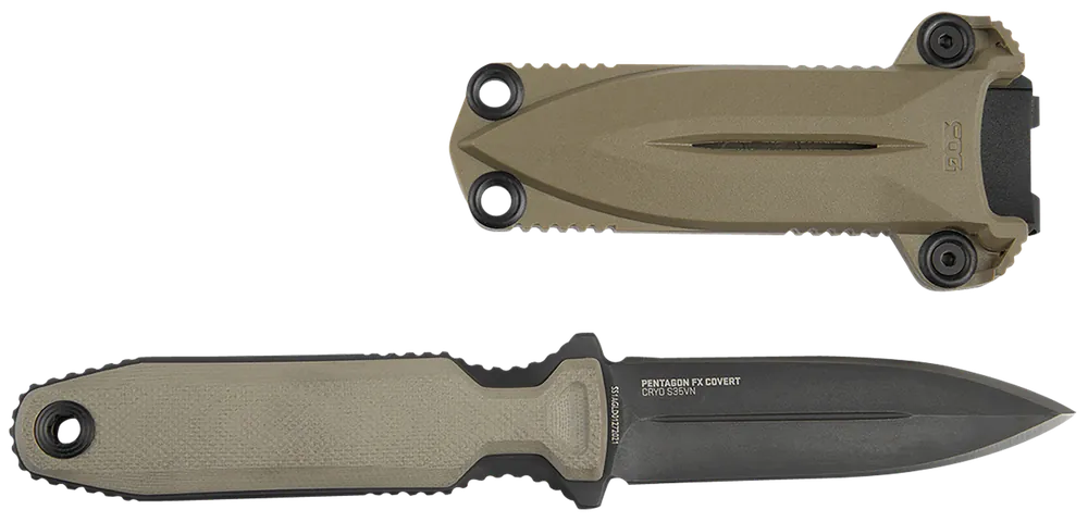 SOG Pentagon FX Covert Fixed Blade Knife with Black Titanium Nitride CPM S35VN Blade and G10 Handle