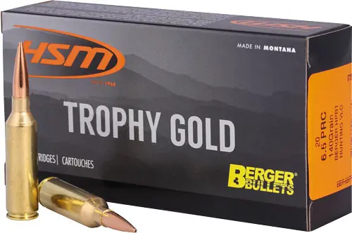 Berger 140GR VLD Trophy Gold 6.5 PRC Ammo - 20 Rounds per Box, 25 Boxes per Case
