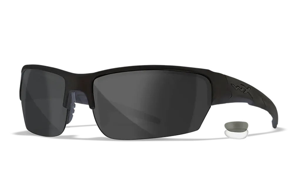 Wiley X CHSAI07 SAINT S/M Sunglasses - Smoke Gray/Clear Lenses, Matte Black Frame