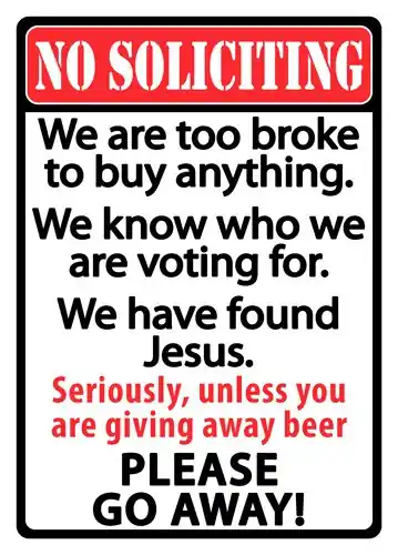 Rivers Edge 12"x17" No Soliciting Sign