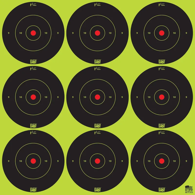 Pro-Shot 2BGREEN108 SplatterShot Self-Adhesive Bullseye Targets - 12 Pack