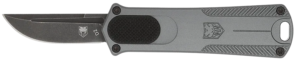 CobraTec CALI952GRYDNS California Compliant OTF Knife with D2 Steel Blade and Gray Aluminum Handle