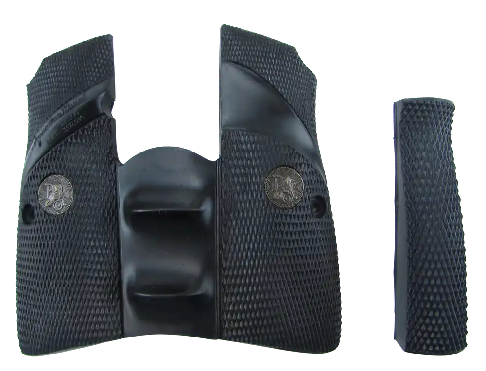Pachmayr Signature Grip for Browning Hi-Power - Black Rubber with Finger Grooves & Backstrap