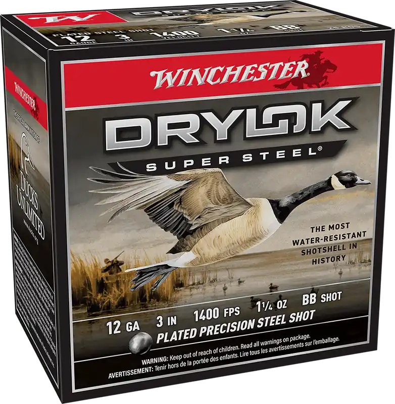 Winchester Drylok Super Steel Magnum 12 Gauge BB Shot Ammo - 25 Rounds per Box