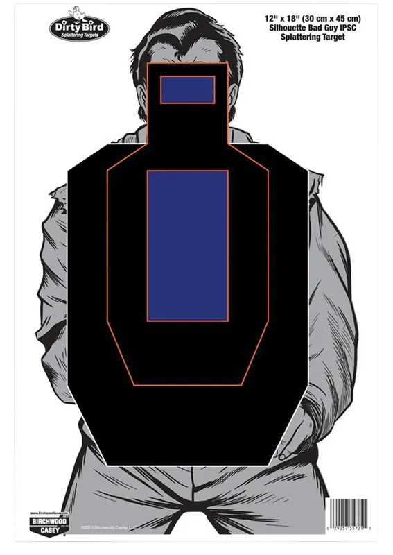 Dirty Bird Bad Guy IPSC Silhouette Targets, 12"x18", 100 Pack