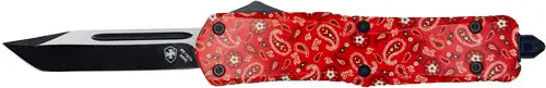 Black Tanto Templar Knife 2.75" Small OTF Red Bandana