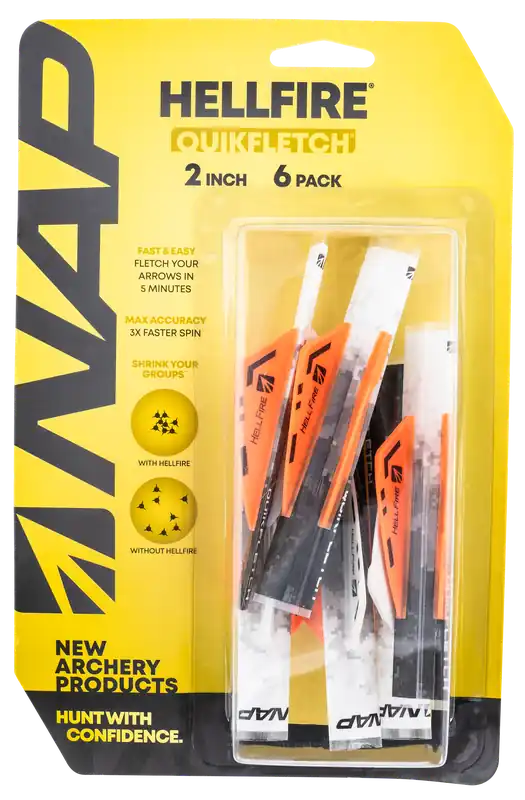 NAP Quickfletch Hellfire Fletching 6-Pack - White/Orange