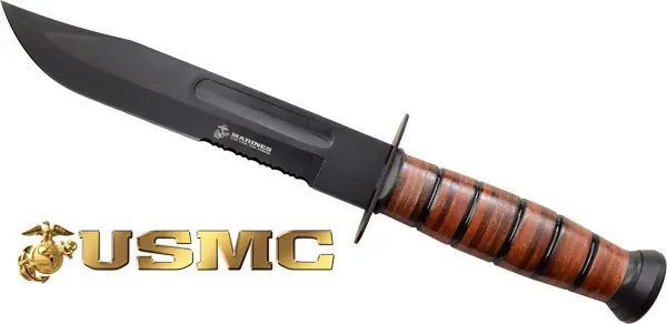 LEATHER SHEATH FOR USMC 7" BOWIE BLADE