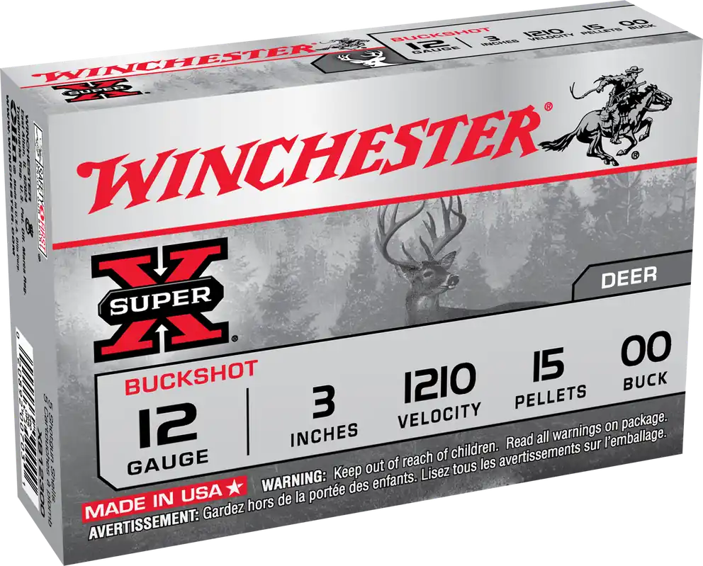 Winchester Super X 12 Gauge 3" 00 Buckshot Value Pack - 15 Pellets per Box, 10 Boxes per Case