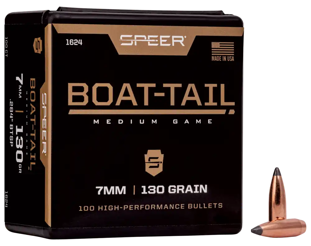 Speer 1624 7mm 130gr JSP Boat-Tail Bullets - 100/Box, 5/Case