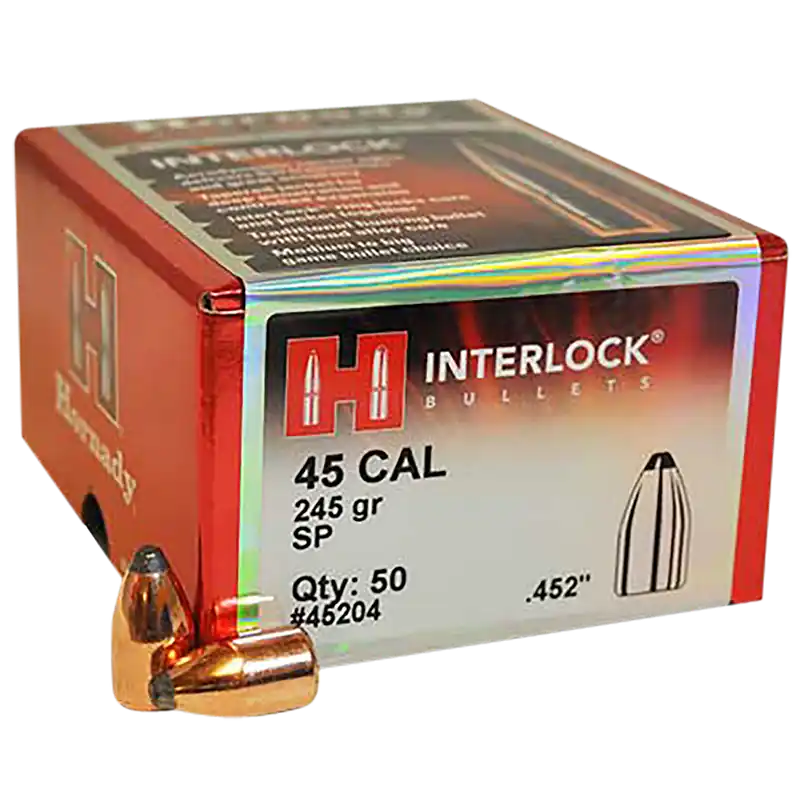 Hornady InterLock .45 Cal 245 gr Spire Point Bullets - 50/Box