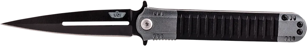 Uzi Accessories UZKFDR009 Covert Folding Knife with 3.50" Spear Point Blade and Black/Gray Aluminum Handle