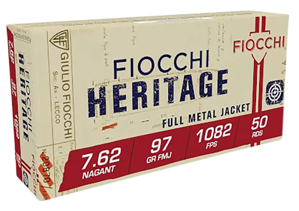 Fiocchi 762A Heritage 7.62x38mm Nagant FMJ 97gr - 50 Rounds/Box, 20 Boxes/Case