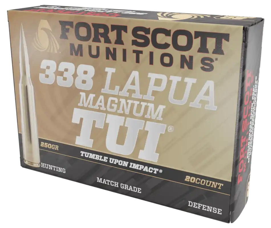 Fort Scott Munitions 338 Lapua Mag 250gr TUI Solid Copper Ammo - 20/Box