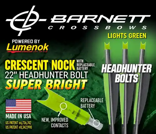 Headhunter Green Crescent 3-Pack Lumenok Crossbow Arrows 22" for Barnett