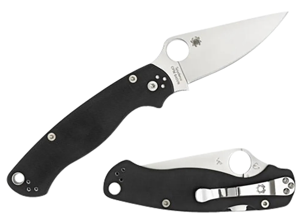 Spyderco Para Military 2 Left-Handed Folding Knife with Satin CPM S45VN Blade and Black G10 Handle