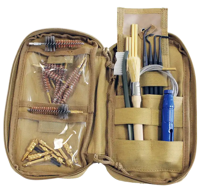 Birchwood Casey 41651 Range Cleaning Kit for Handgun/Rifle - 29 Pieces, Tan