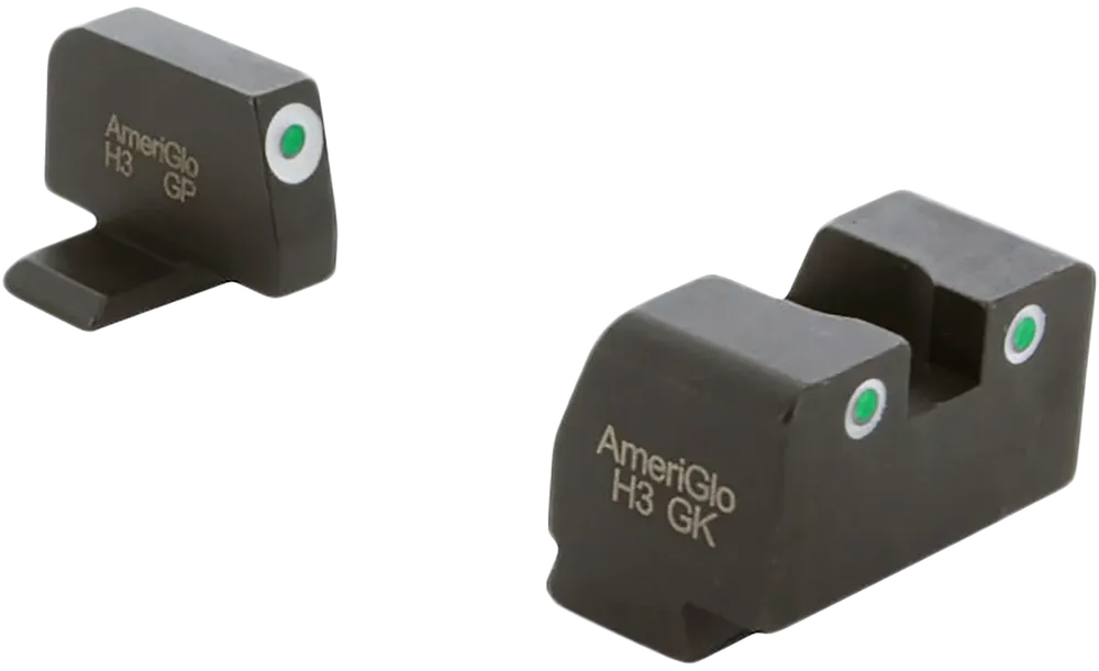 AmeriGlo XD181 Optic Compatible Sight Set for Springfield Armory XD - Green Tritium White Outline Sights