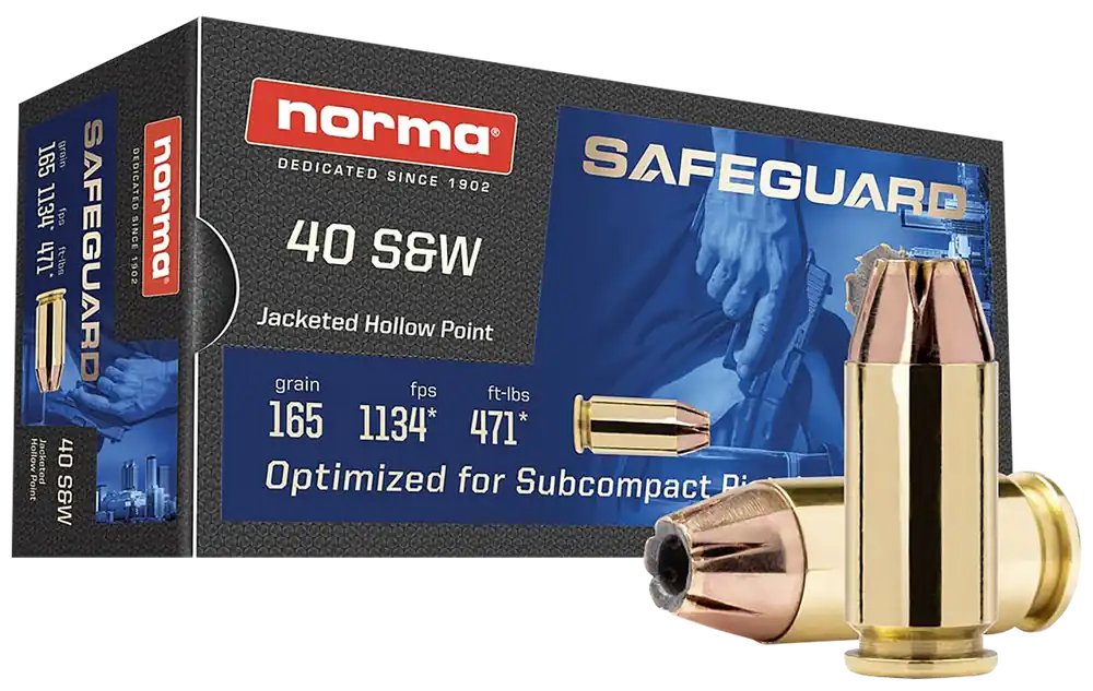 Norma Safeguard 40S&W 165gr JHP Ammo - 50/Box