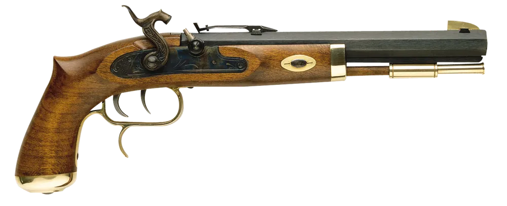 Traditions P1100 Trapper 50 Cal Percussion Pistol with Blued Finish and Hardwood Grip