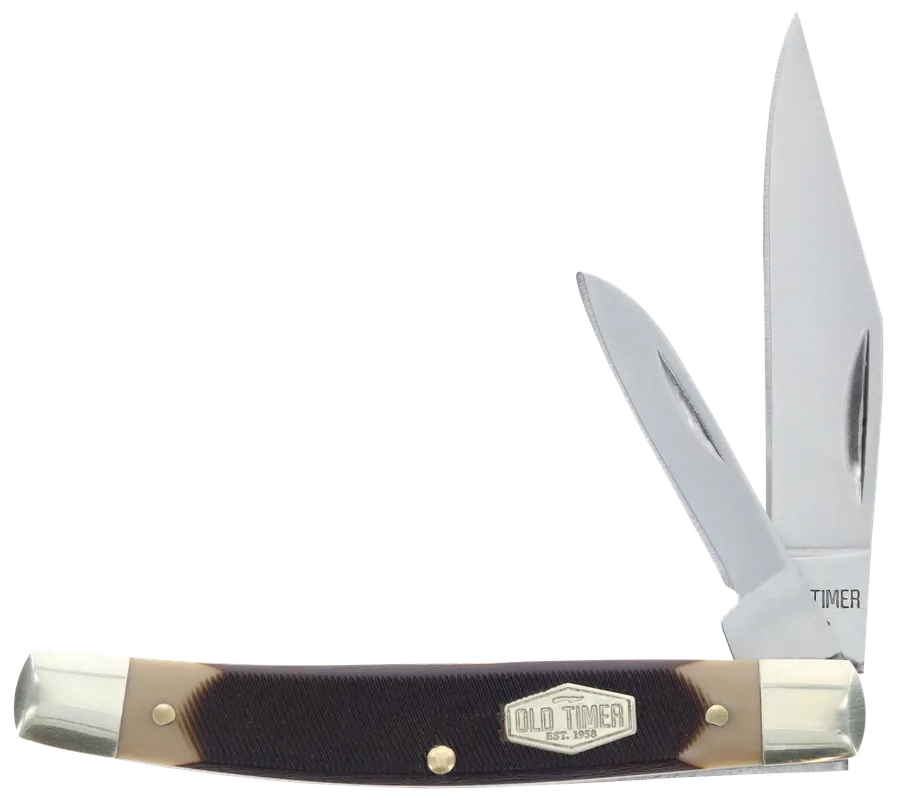 Old Timer Middleman Jack Folding Knife with Stainless Steel Blade and Sawcut Bone Handle