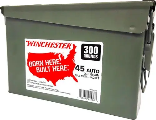 Winchester 45 ACP 230GR FMJ-RN 600 Rounds (2 Cans)