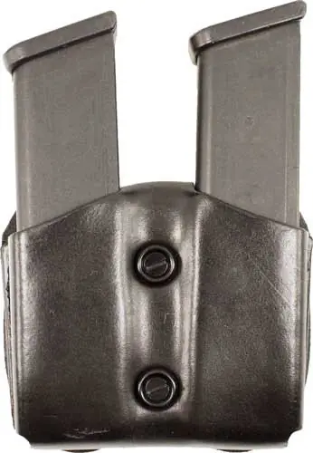 Black Leather Double Mag Pouch for SIG P365 by DeSantis (OWB)