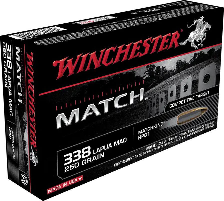 Winchester S338LM Match .338 Lapua Mag 250gr Sierra MatchKing BTHP 20/Box