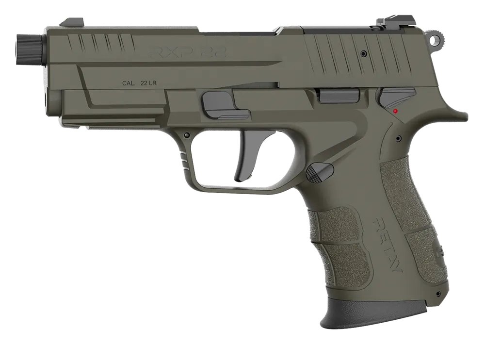 Retay USA RXP 22 LR 10+1 4" Black Threaded Barrel, OD Green Cerakote, Optic Ready, Textured Grip