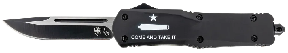 Templar Knife Gen II "Come And Take It" OTF with 3.50" Drop Point Blade and Black Aluminum Handle