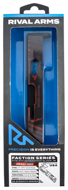 Rival Arms Faction Series Slide A1 for Glock 19 Gen4 - Red Cerakote 17-4 Stainless Steel with Docter Cut