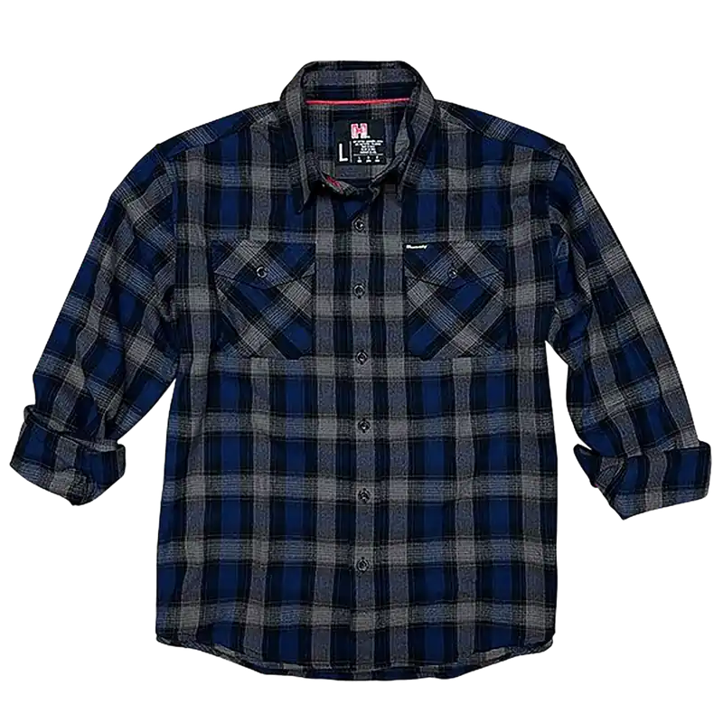 Hornady Gear 32204 XL Flannel Shirt - Navy/Black/Gray, Cotton/Polyester, Relaxed Fit
