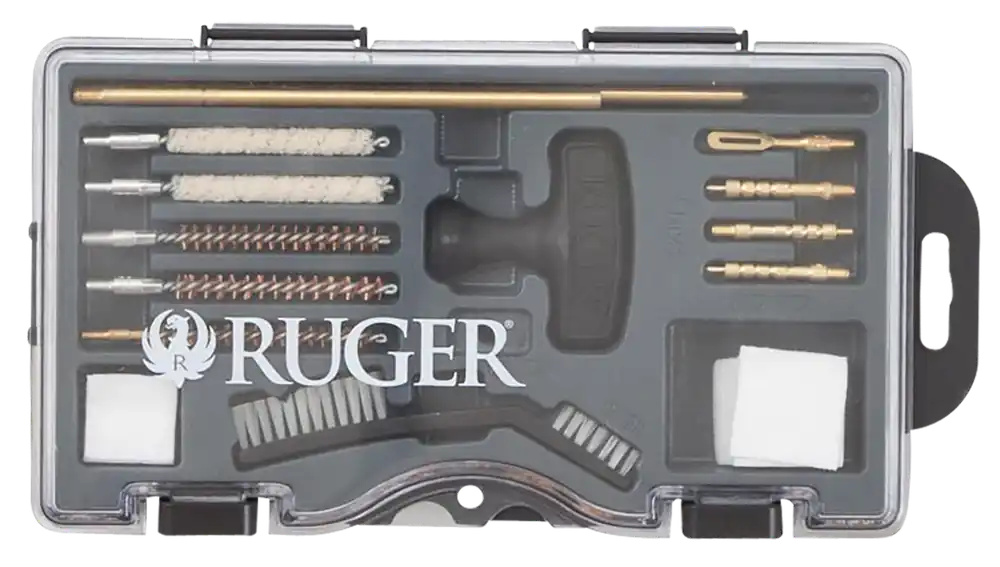 Ruger 27822 .22 Cal Rimfire Cleaning Kit with Bronze Bristles and Black Plastic Case