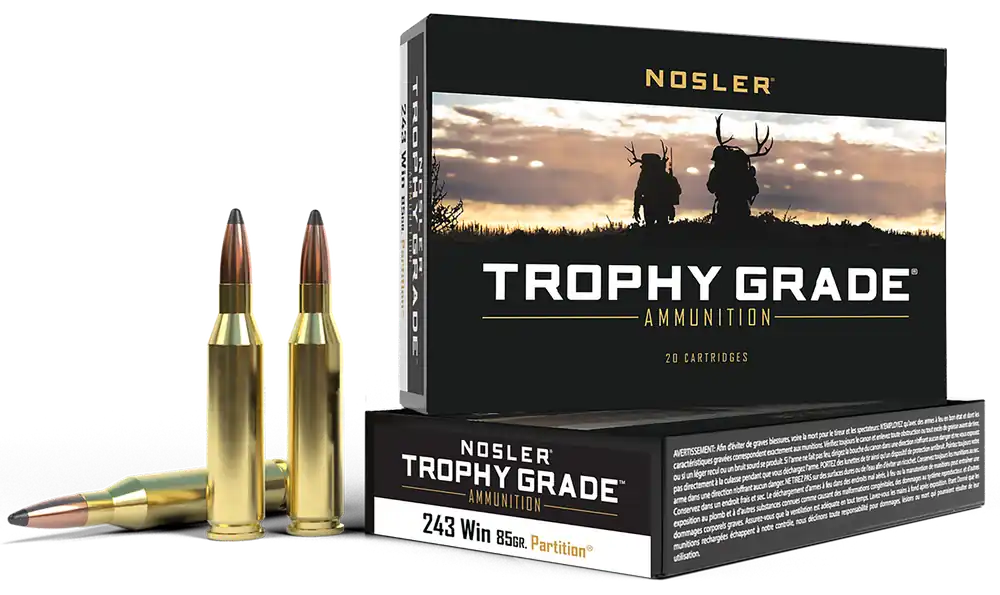 Nosler Trophy Grade .243 Win 85gr Spitzer Partition Ammo - 20 Rounds