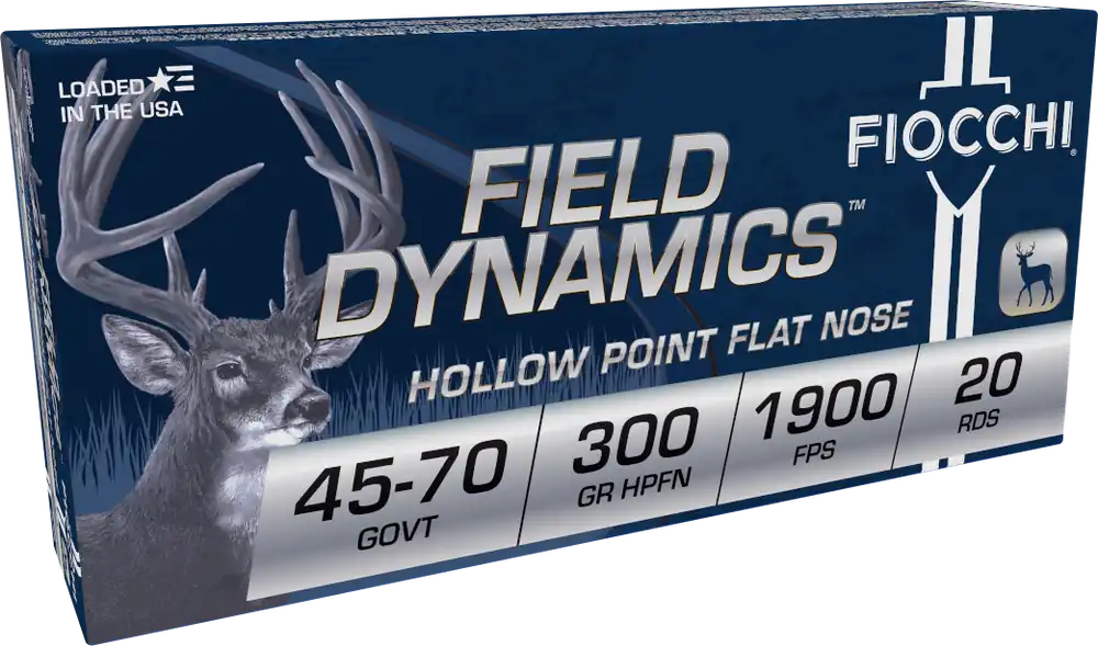 Fiocchi Field Dynamics 45-70 Gov 300gr HP Flat Nose Ammo 20/Box