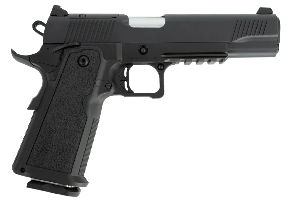 Tisas 1911 Duty DS 9mm Luger Pistol - 17+1 Capacity, 5" Barrel, Black Cerakote Finish, Ambidextrous Features